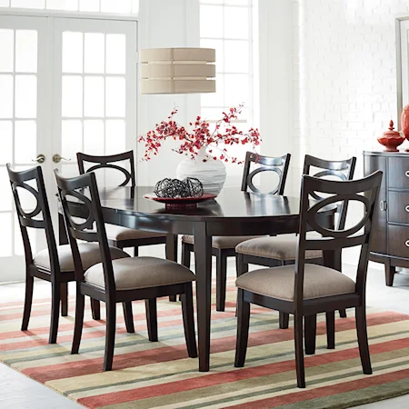 7-Piece Oval Table and Upholstered Chair Set